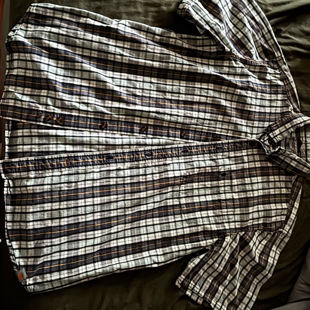Men's Black and White Plaid Shirt